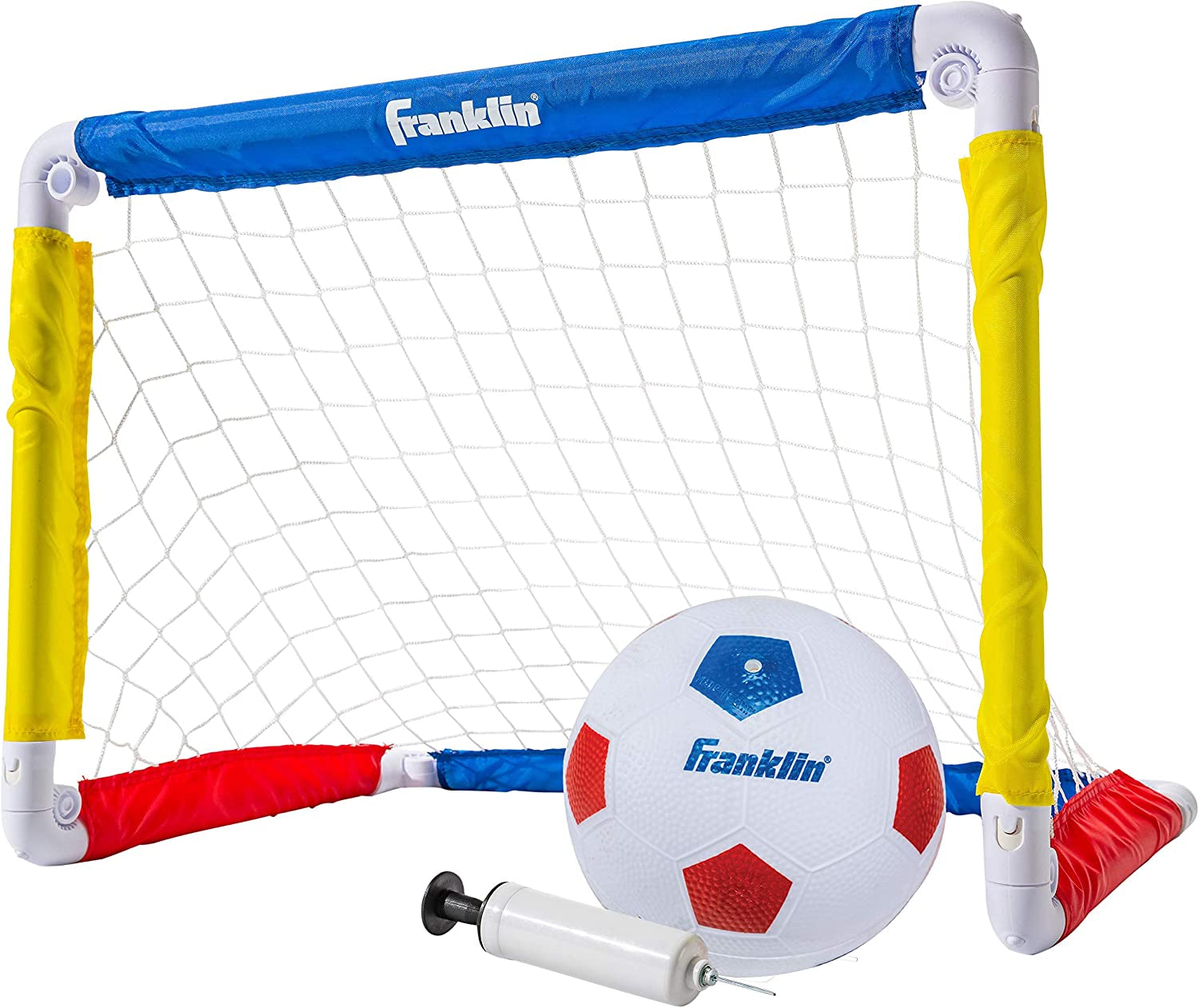 Kids Mini Soccer Goal Sets - Backyard + Indoor Mini Net and Ball Set with Pump - Portable Folding Youth Soccer Goal Sets for Kids + Toddlers - 24" X 16"