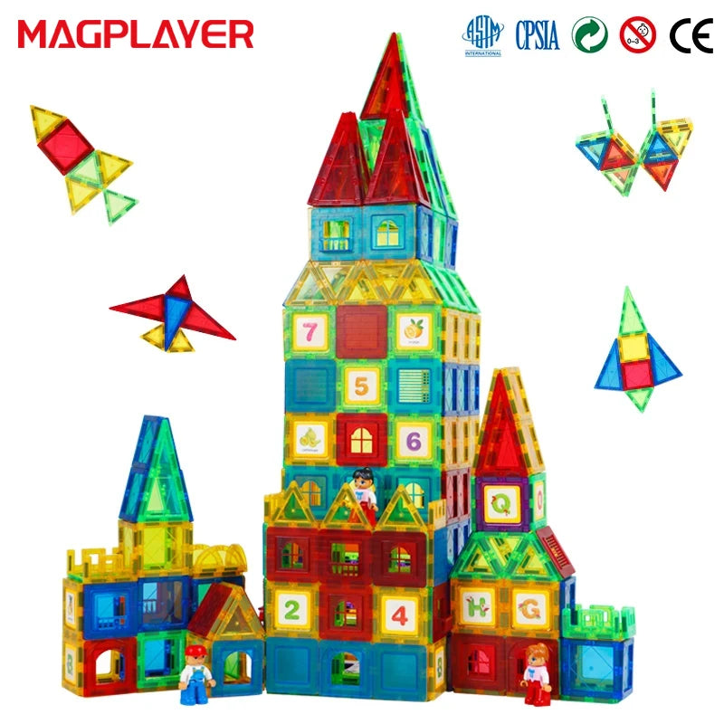 Magnetic Building Blocks Construction Set Children Toy Magnet Block Tiles Montessori Educational Toys for Kids Boys Girls Gifts