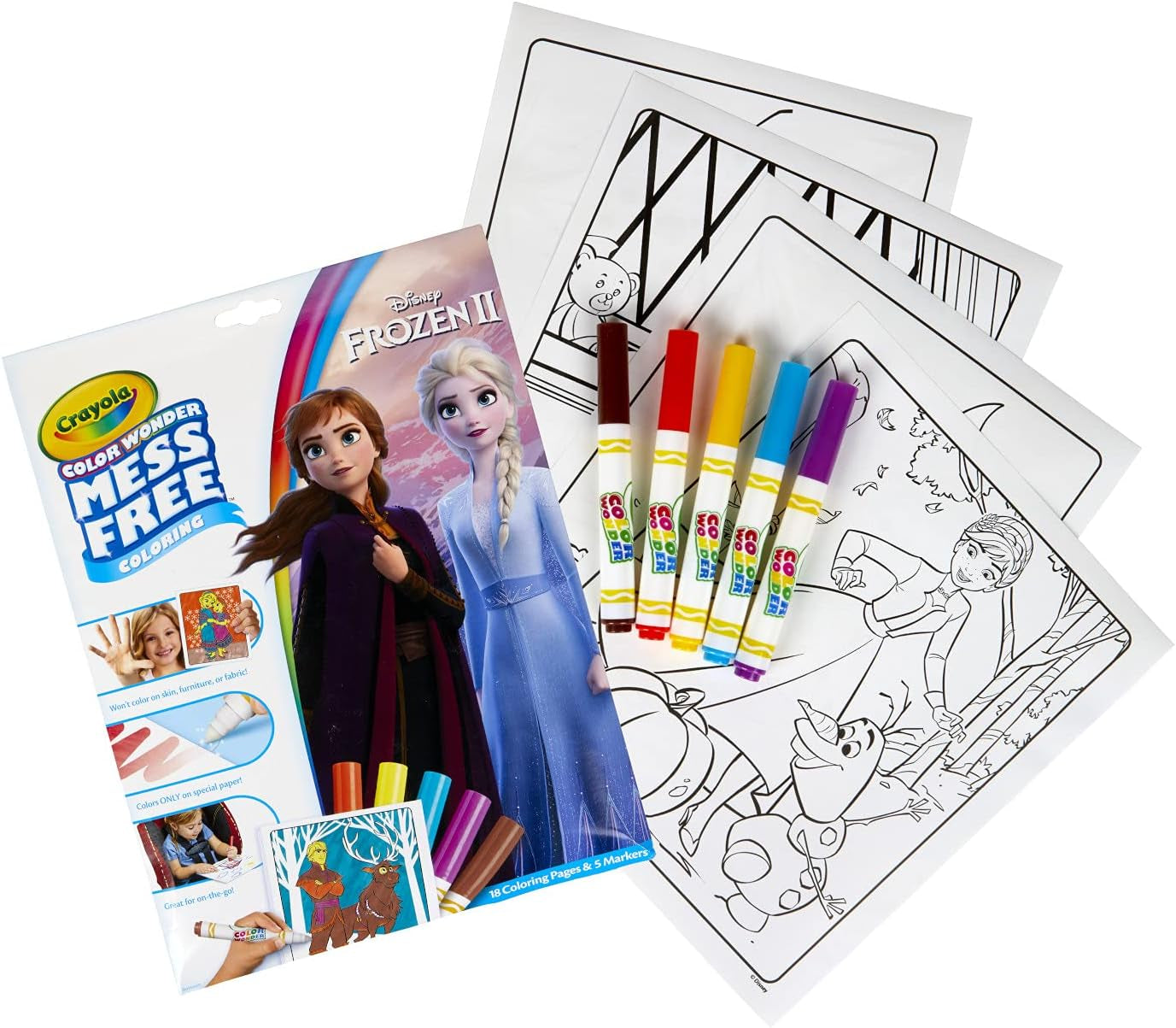 Color Wonder Frozen Coloring Pages & Markers, Mess Free Coloring, Gift for Kids, Age 3, 4, 5, 6 (Styles May Vary)