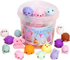 Squishies Squishy Toy 24Pcs Party Favors for Kids Mochi Squishy Toy Moji Kids Mini Kawaii Squishies Mochi Stress Reliever Anxiety Toys Easter Basket Stuffers Fillers with Storage Box