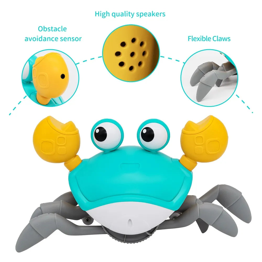 Interactive Crab Toy for Baby Crawling Crab Techno Escape Electronic Toys with Music Toddler Gift