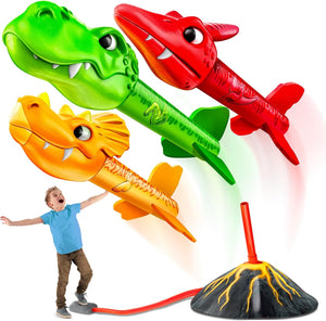 Dino Blasters, Rocket Launcher for Kids - Launch up to 100 Ft. Birthday Gift, for Boys & Girls Age 3, 4, 5, 6, 7, Years Old - Outdoor Toys, Family Fun, Dinosaur Toy, Kids Toys