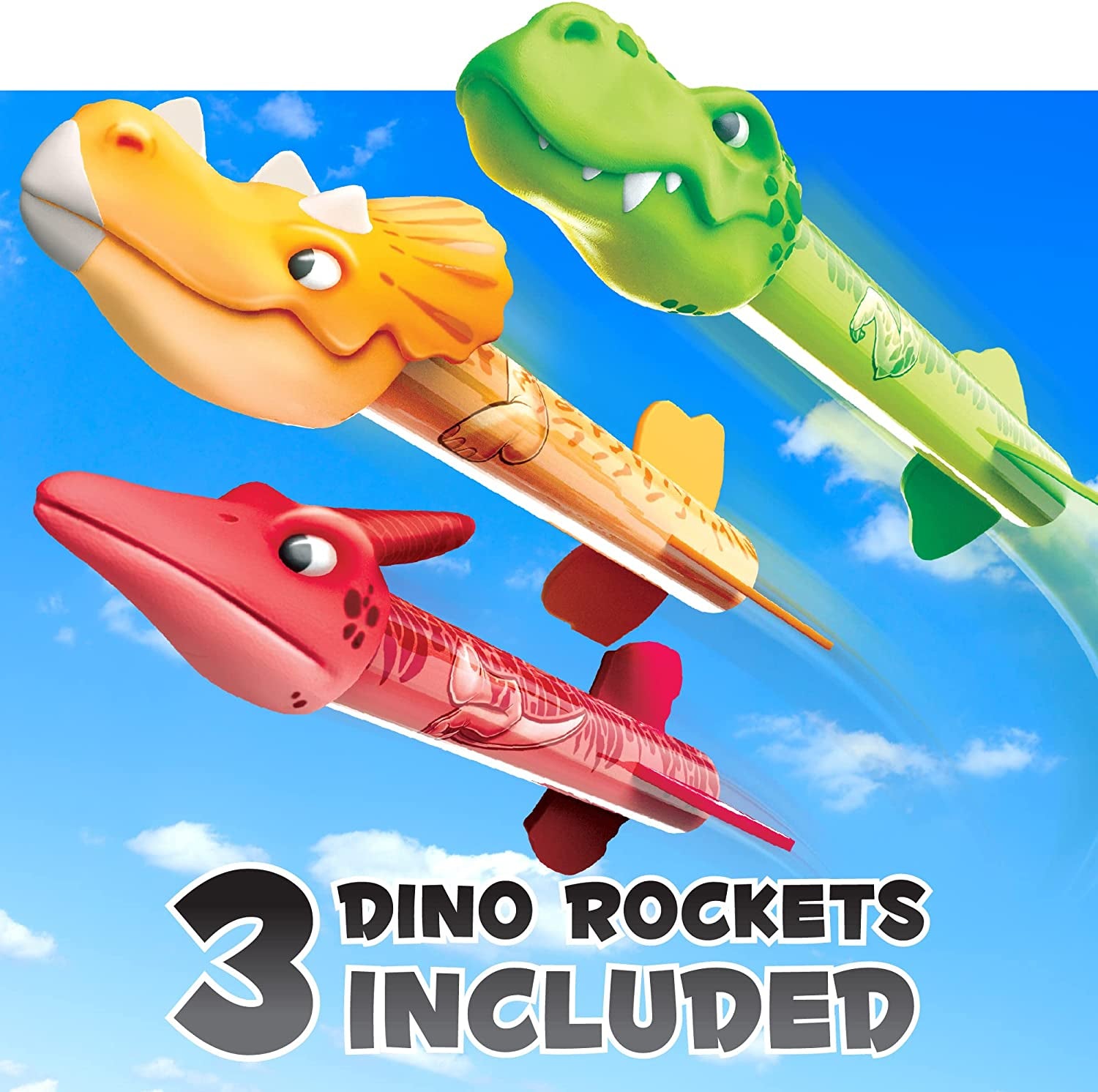 Dino Blasters, Rocket Launcher for Kids - Launch up to 100 Ft. Birthday Gift, for Boys & Girls Age 3, 4, 5, 6, 7, Years Old - Outdoor Toys, Family Fun, Dinosaur Toy, Kids Toys