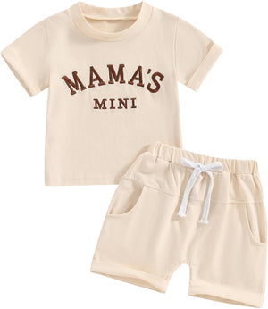 Toddler Baby Girl Boy Outfit Mama'S Mini/Girl/Boy Tshirt Daddy'S Mini Top Casual Shorts Set 2PCS Summer Clothes