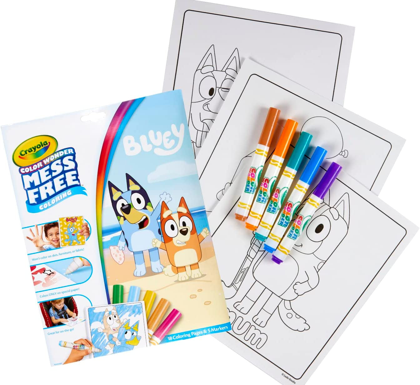 Bluey Color Wonder, 18 Bluey Coloring Pages, Mess Free Coloring for Toddlers, Easter Basket Stuffer, Bluey Toys & Gifts