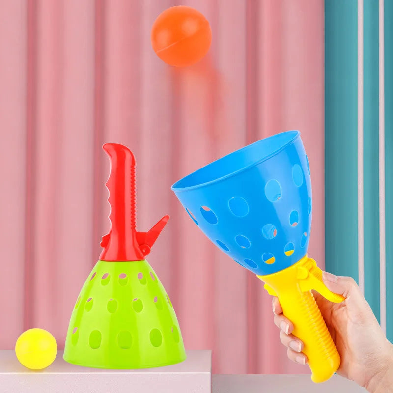 Family Parent-Child Interaction Ball Double Catcher Throwing Toy Catapult Throwing Butt Bouncy Ball Docking Balls Kids Toys