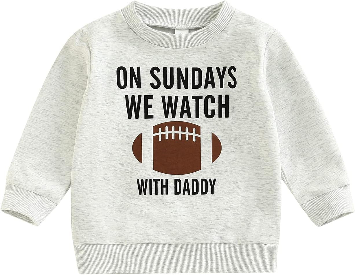 Toddler Kid Baby Girl Boy on Sunday We Watch Football with Mommy/Daddy Sweatshirt Oversized Sweater Fall Clothes