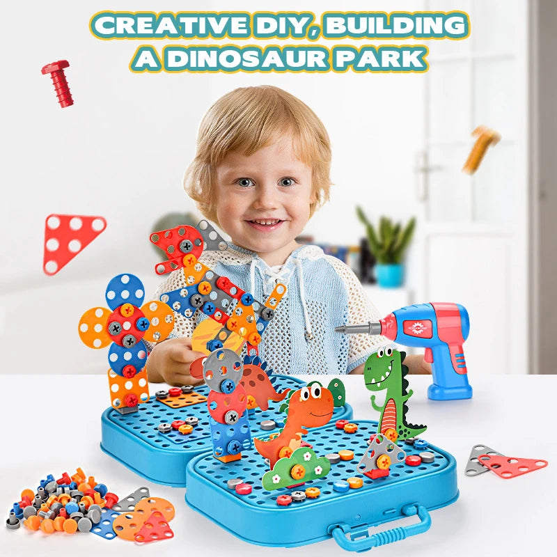 Diy Disassembly Assembly Dinosaur Blocks Toys Early Educational Nut Screwing Egg with Screwdriver for 3-7 Year Old Birthday Gift