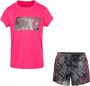 Girl`S Graphic Print T Shirt & Shorts 2 Piece Set