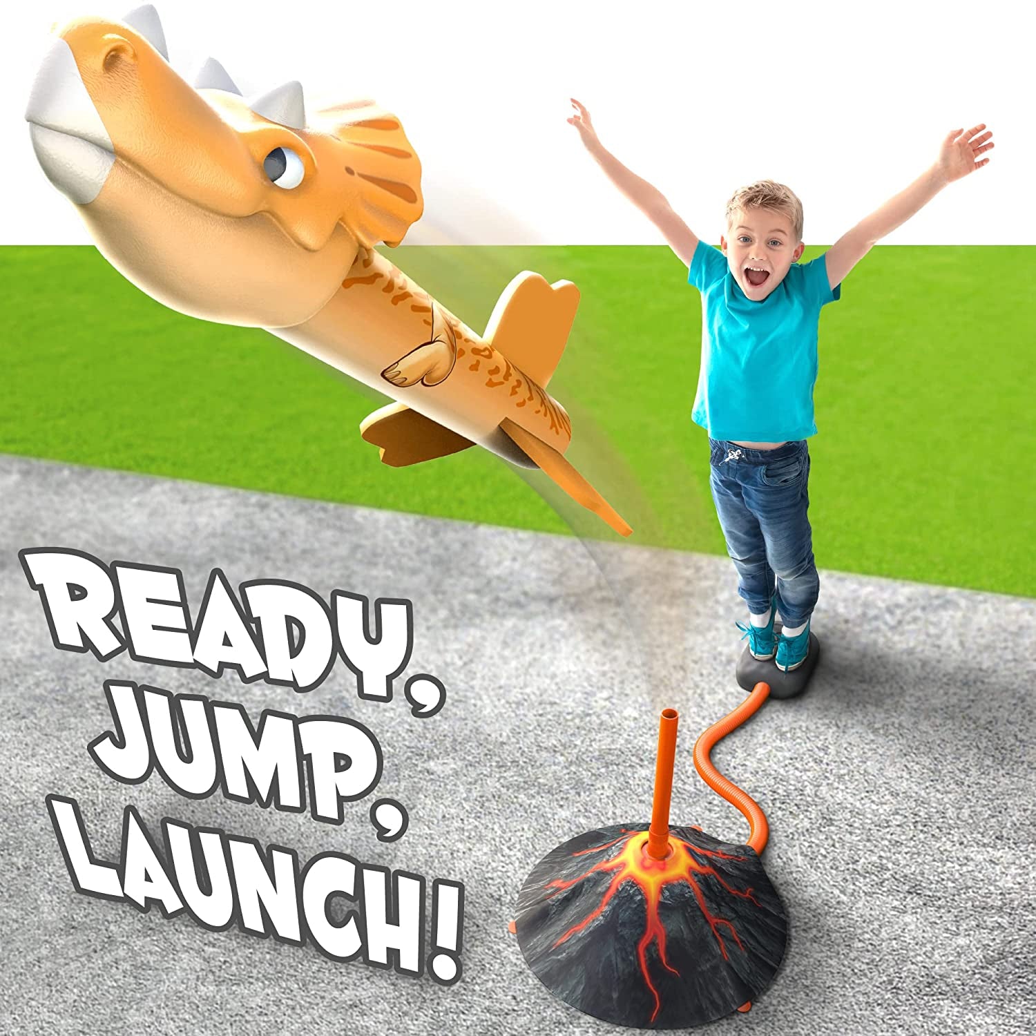 Dino Blasters, Rocket Launcher for Kids - Launch up to 100 Ft. Birthday Gift, for Boys & Girls Age 3, 4, 5, 6, 7, Years Old - Outdoor Toys, Family Fun, Dinosaur Toy, Kids Toys