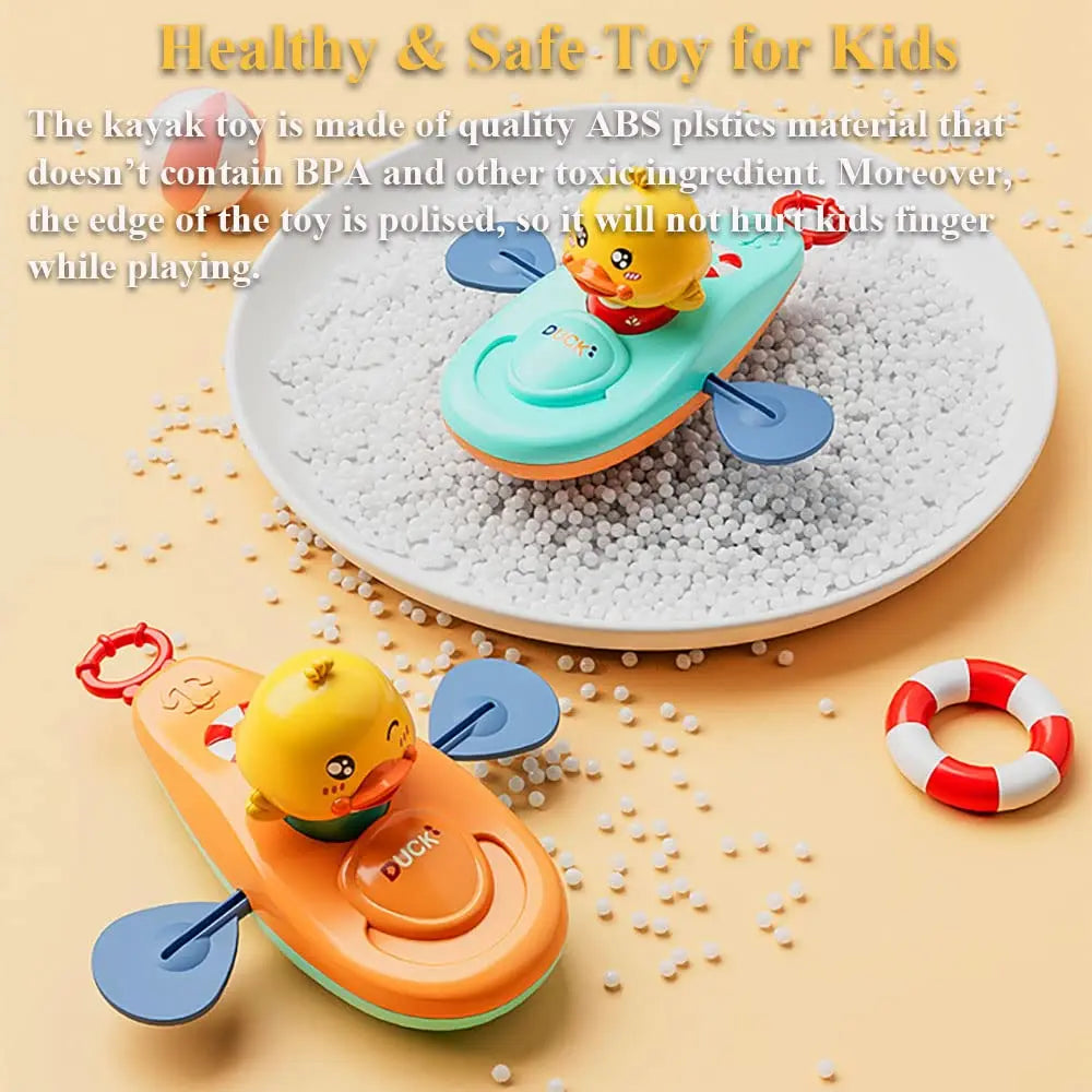 1Pc Kayak Duck Bath Toy, Pull String Kayaking Duck Duck Tub Toywind-Up Rowing Duckling,Bathtub Toy Duck Boat Toy Gift for Kids