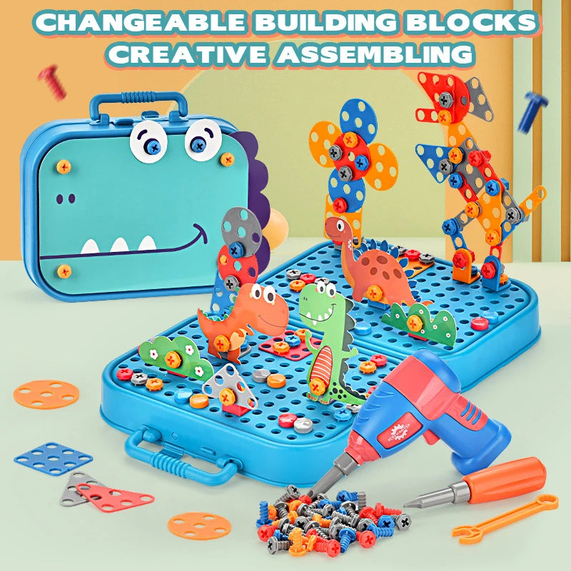 Diy Disassembly Assembly Dinosaur Blocks Toys Early Educational Nut Screwing Egg with Screwdriver for 3-7 Year Old Birthday Gift