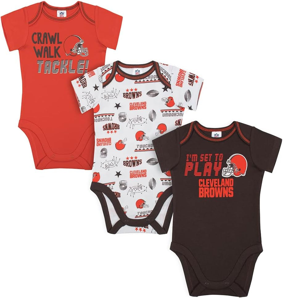 Unisex Baby NFL Team 3 Pack Short Sleeve Onesie Bodysuit