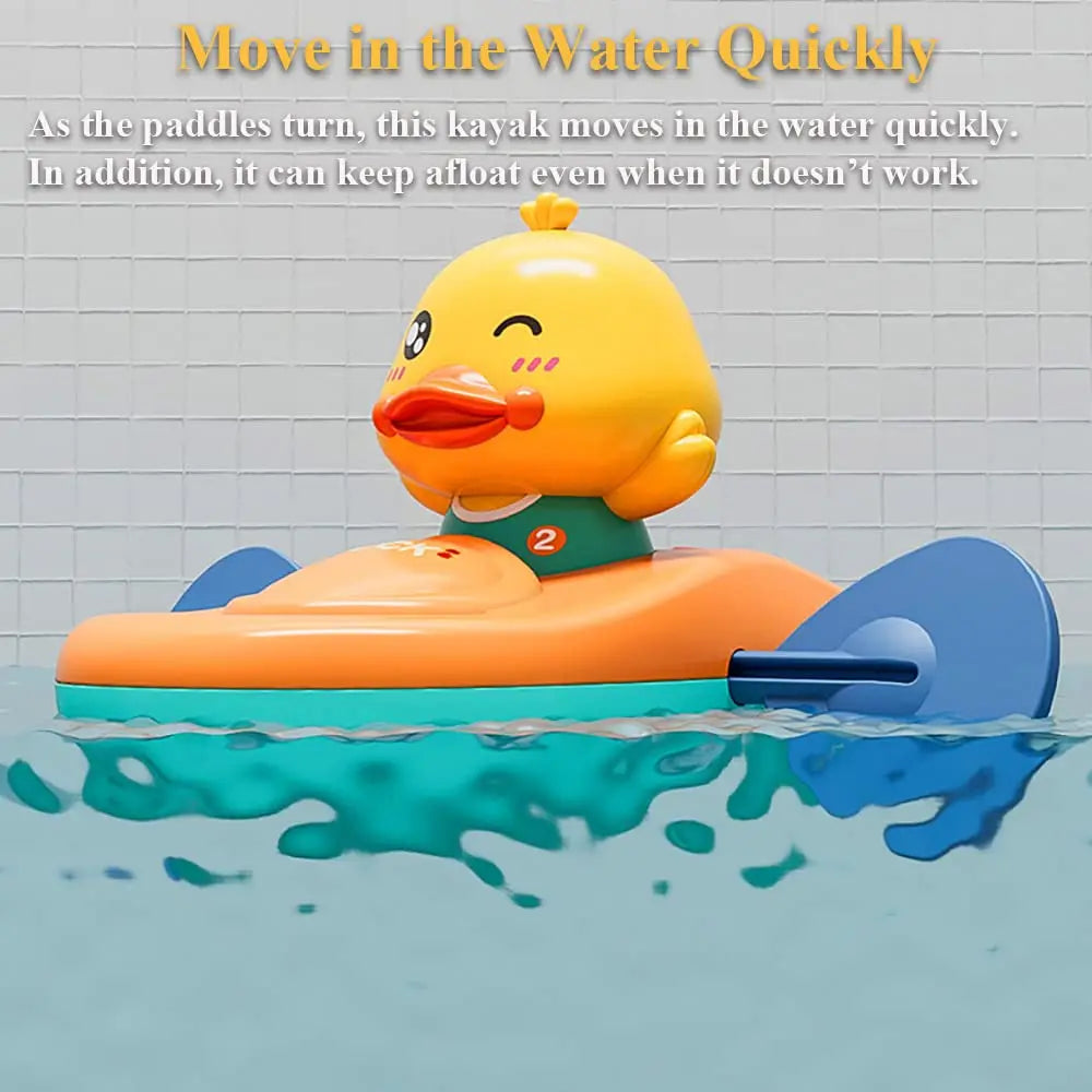 1Pc Kayak Duck Bath Toy, Pull String Kayaking Duck Duck Tub Toywind-Up Rowing Duckling,Bathtub Toy Duck Boat Toy Gift for Kids