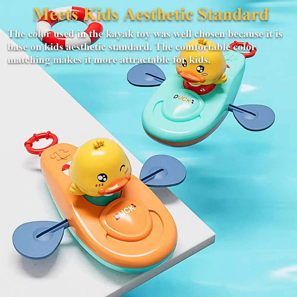 1Pc Kayak Duck Bath Toy, Pull String Kayaking Duck Duck Tub Toywind-Up Rowing Duckling,Bathtub Toy Duck Boat Toy Gift for Kids