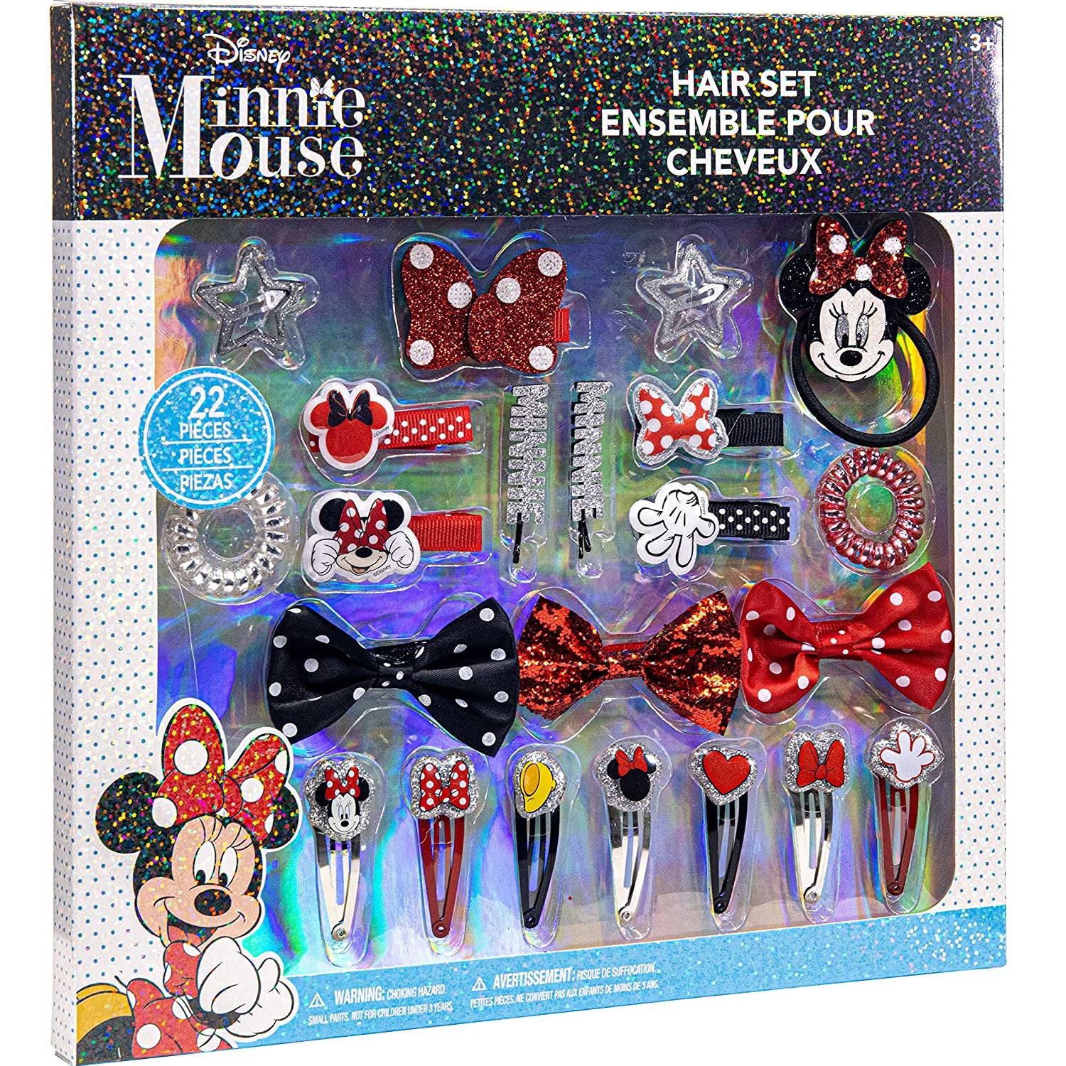 Disney Minnie Mouse -  Hair Accessories Kit Gift Set for Girls Ages 3+. Includes 22 Pieces of Hair Accessories Such as Hair Bow, Hair Pins and More, Perfect for Parties & Makeovers.