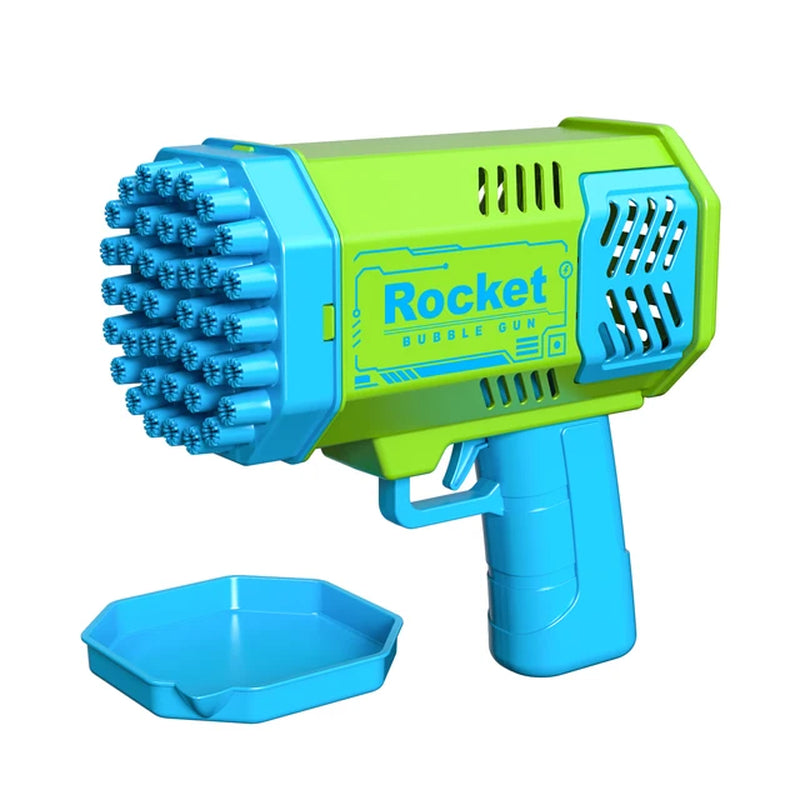 One Pack of Children'S 40 Holes Rocket Launcher Handheld Portable Electric Automatic Bubble Gun LED Light for Boys and Girls