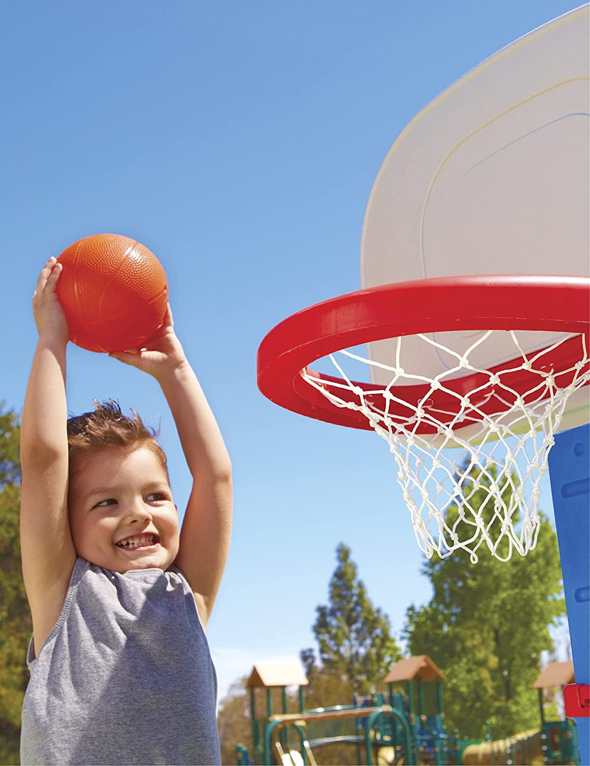 Easy Score Basketball Set, Blue, 3 Balls - Amazon Exclusive, 23.75 X 22 X 61 Inches