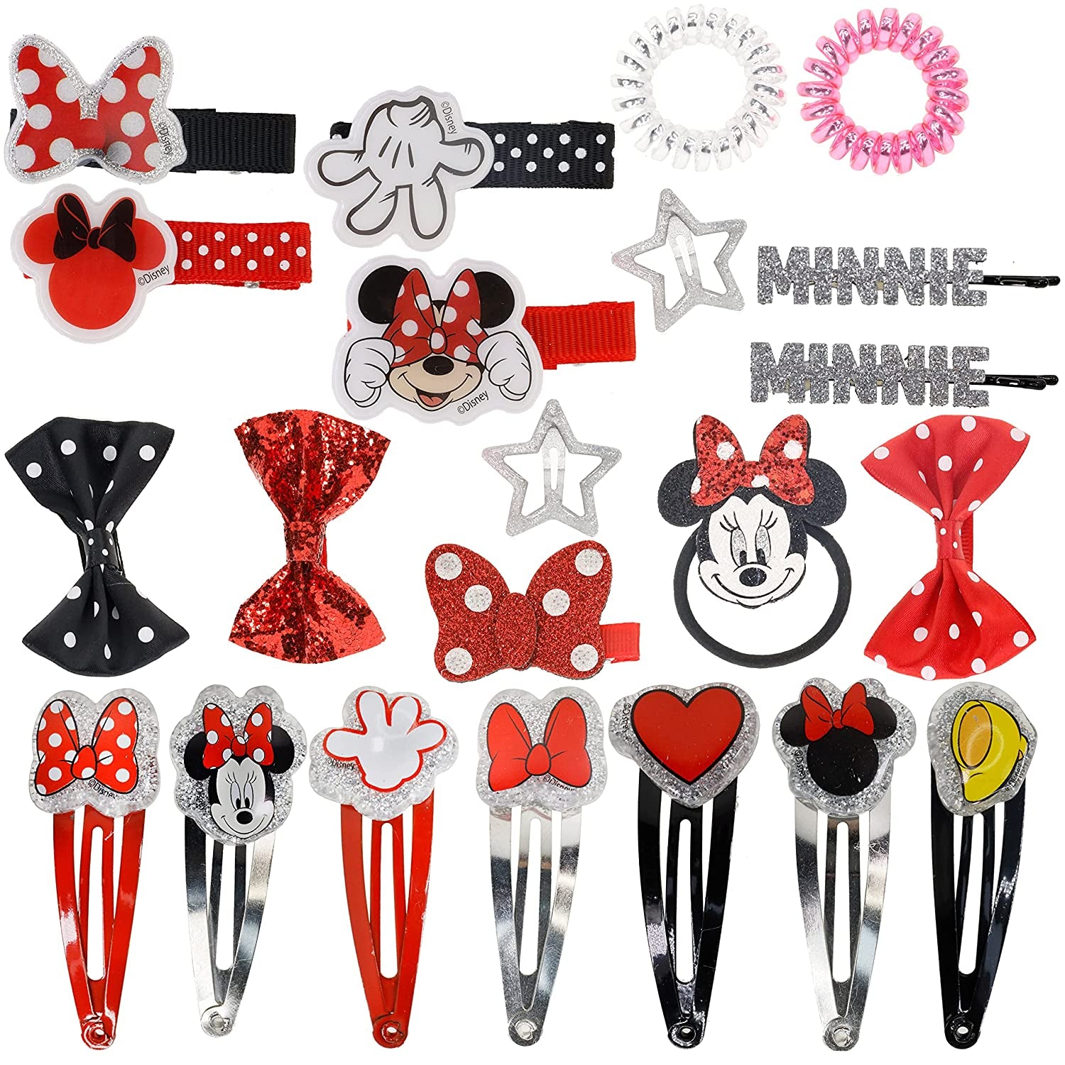 Disney Minnie Mouse -  Hair Accessories Kit Gift Set for Girls Ages 3+. Includes 22 Pieces of Hair Accessories Such as Hair Bow, Hair Pins and More, Perfect for Parties & Makeovers.