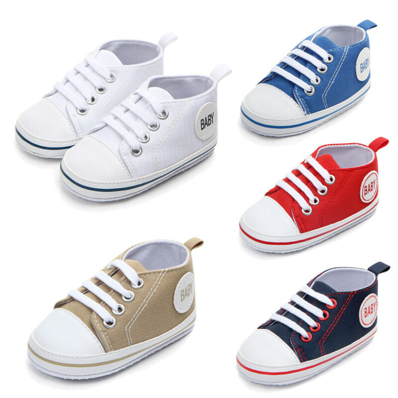 2020 Baby First Walkers Cute Newborn Kid Canvas Sneakers Baby Boy Girl Soft Sole Crib Shoes Pre Walkers